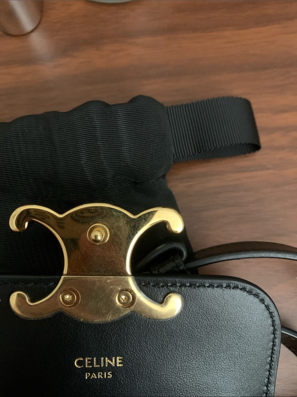 Celine Black Leather Mini Shoulder Bag with Gold Triomphe Hardware - Picture 3 of 5